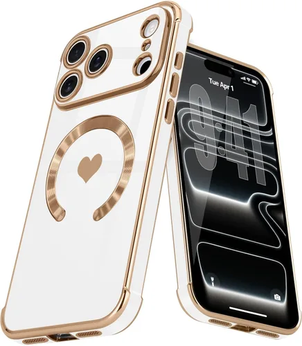Vista 16 de Funda magnética para iPhone 13, para mujeres y niñas, chapado de lujo, lindo corazón de amor, cubierta trasera suave, protección completa de lente