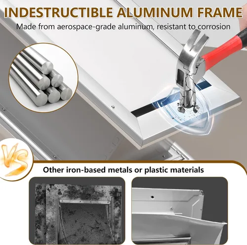 Vista 3 de Ownpets Puerta grande de aluminio para pared y puerta, doble solapa eficiente energéticamente, túnel telescópico y panel de cerradura, puerta