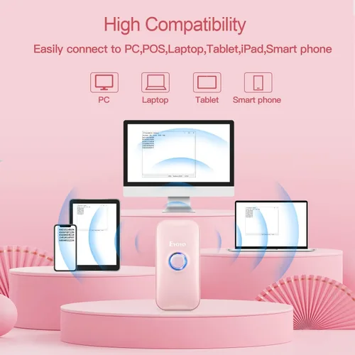 Vista 9 de Eyoyo Mini escáner de código de barras Bluetooth 1D, 3 en 1 Bluetooth y USB con cable y lector de código de barras inalámbrico de 2.4G, escaneo