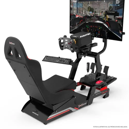 Vista 2 de Extreme Simracing Racing Simulator Cockpit With All Accessories (Black) - VIRTUAL EXPERIENCE V 3.0 Racing Simulator For Logitech G27, G29, G920