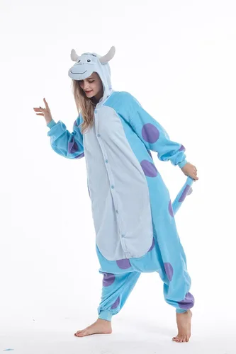 Vista 8 de Animal Sulley Monster Adult Onesie Unisex One-Piece Cosplay Costume Pajamas For Men Women
