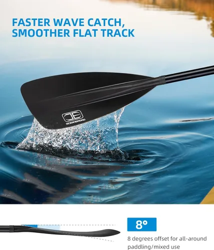 Vista 6 de OCEANBROAD SUP Paddle - Remo ajustable para kayak de paddleboard, eje de aleación de aluminio ajustable con cuchillas de nailon reforzado