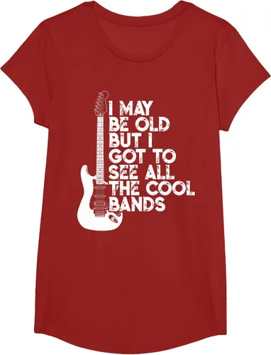 Vista 76 de Camiseta con texto en inglés "I May Be Old But I Got to See All The Cool Bands" Negro
