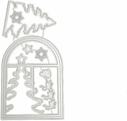 Vista 6 de Troqueles de metal para árbol de Navidad y puertas para hacer tarjetas, plantillas de corte para álbumes de recortes, álbum de fotos, papel