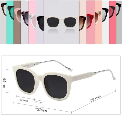 Vista 4 de SojoS SJ2050 Lentes de sol polarizados, cuadrados, clásicos, para mujeres y hombres, retro, modernos, protección ultravioleta 400