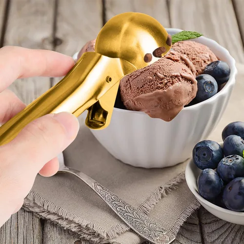 Vista 5 de Cuchara Premium para Helado con Gatillo, Cuchara para Helado de Acero Inoxidable, Cuchara de Metal Resistente para Helado Apta para Lavavajillas