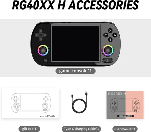 Vista 9 de RG40XX H Handheld Game Console RG40XXH Retro Gaming Console 4.0'' IPS Screen with 64G TF Card Pre-Installed Games Linux System Supports 5G WiFi