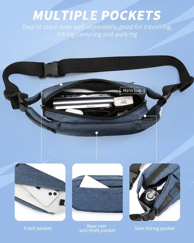Vista 3 de Riñoneras para hombres, bolsos cruzados para mujeres, riñonera de moda, mochila de cintura para entrenamiento al aire libre, viajes, uso casual