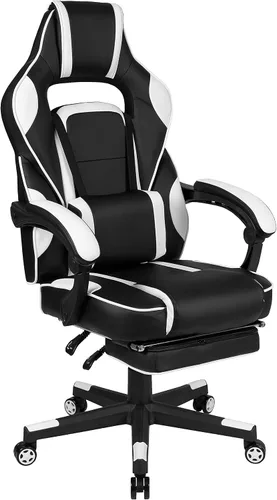 Vista 29 de Flash Furniture X20 - Silla giratoria de policarbonato ergonómica y ajustable con respaldo completamente reclinable en LeatherSoft negro