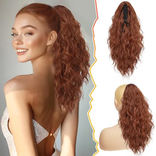 Vista 8 de BARSDAR Extensión de cola de caballo corta para mujer, extensiones de cabello sintético suave con clip de garra de 12 pulgadas, extensiones de cola
