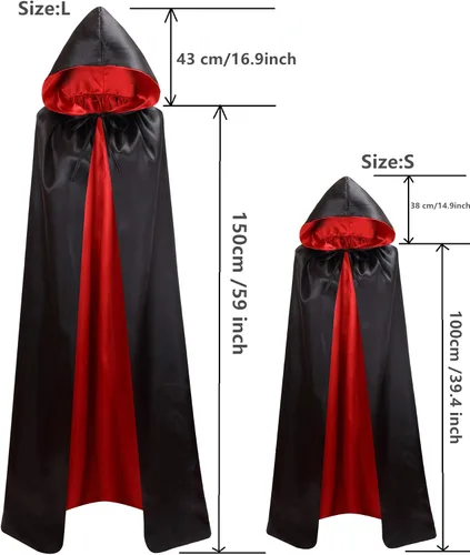 Vista 3 de Makroyl Capa reversible unisex con capucha para Navidad, Halloween, fiesta, vampiros, disfraces de cosplay