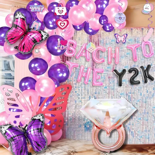 Vista 5 de JeVenis Bach to the Y2K Globos Y2K Bach Party Decoración Retro 70s despedida de soltera