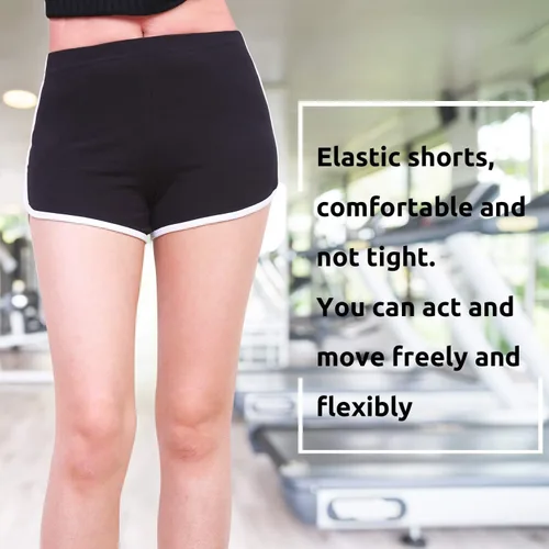Vista 3 de URATOT Pantalones cortos elásticos de algodón para mujer, para gimnasio, yoga, verano, correr, danza, paquete de 2