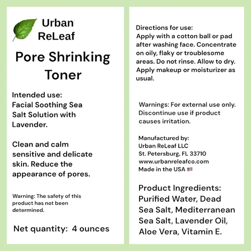 Vista 5 de Urban ReLeaf Tónico que encoge los poros con lavanda y sal del mar muerto, suave y apretada, 100% natural, calma y calma la irritación Smooth