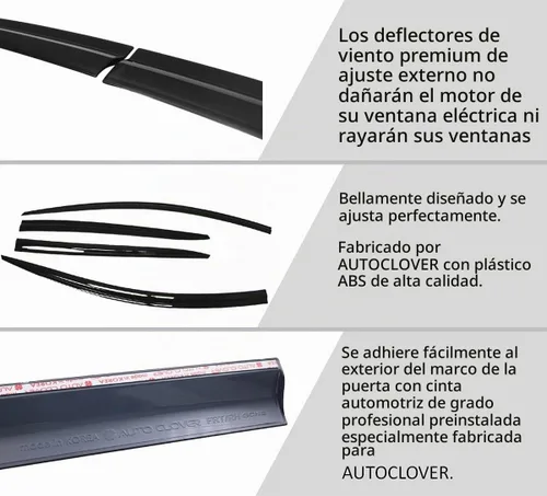 Vista 5 de AUTOCLOVER - Juego de 4 protectores de lluvia con cinta adhesiva para Ford Explorer 2011 2012 2013 2014 2015 2016 2017 2108 2019 / deflectores