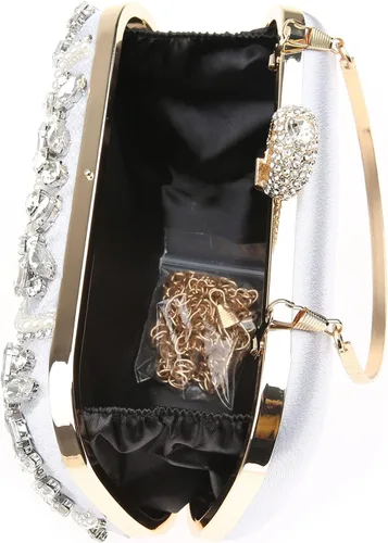 Vista 4 de Womens Sparkly Rhinestone Crystal Clutch Bag Glitter Sequin Bridal Purse Evening Handbag for Wedding Party Prom