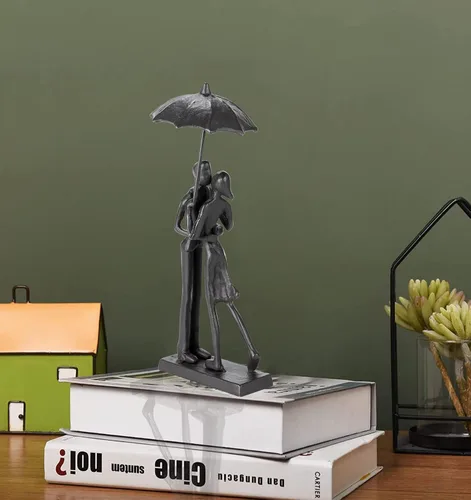 Vista 4 de Escultura de hierro hecha a mano, adorno de metal, figura de pareja, arte romántico, estatua de hierro, detalles modernos abstractos, figuritas