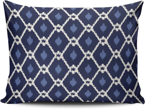 Vista 29 de Fundas de almohada decorativas Ikat con patrón de diamante en rojo y crema, cojín personalizable rectangular, tamaño 12 x 16 pulgadas, funda