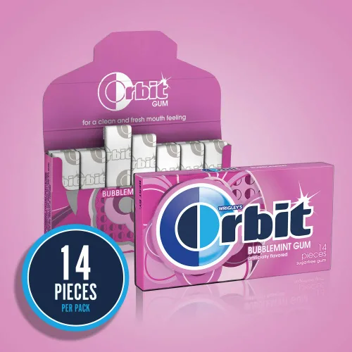 Vista 4 de ORBIT Bubblemint - Caja a granel de goma de mascar de menta envuelta individualmente, sin azúcar, 168 unidades (paquete de 2)