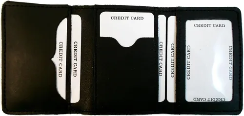 Vista 4 de Billetera triple de cuero hecha a mano para hombre, Negro -, Billetera triple