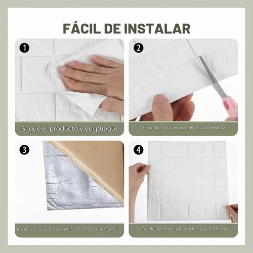 Vista 6 de 30 piezas de paneles de pared 3D para despegar y pegar, papel pintado de ladrillo blanco autoadhesivo impermeable, paneles de pared de ladrillo