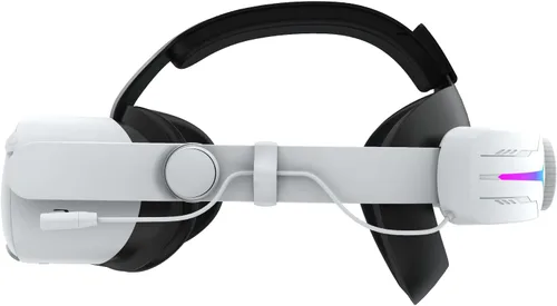Vista 3 de QWOS RGB Comfort Battery Head Strap 8000mAh for Oculus Quest 2 - Extend 7hrs Playtime - Adjustable Elite Strap with Super Soft Thickened Pad for