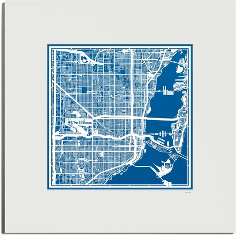 Vista 103 de O3 Design Studio San Diego, CA Paper Cut Map Matted Grey 20x20 in Paper Art