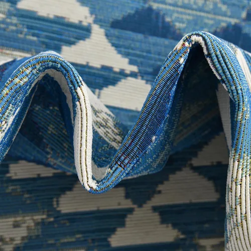 Vista 6 de Unique Loom Outdoor Southwestern Collection - Alfombra de área - Fethiye (2' x 3' 1", rectangular, azul/azul claro)