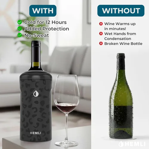 Vista 4 de Funda Aislante Refrigeradora para Botellas de Vino, Mantiene el Vino y el Champán Fríos durante 12 Horas, Enfriador de Botellas de Vino Aislado al