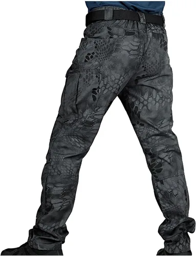 Vista 8 de Muscularfit Pantalones para hombre, casual, de sarga chino, con múltiples bolsillos, camuflaje, pantalones cargo atléticos, holgados, pantalones
