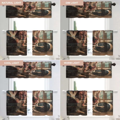 Vista 394 de Shrahala Orange Autumn Autumn Blackout Curtain Tiers, Fall Kitchen Valance Light Blocking Tier Drapes with Rod Pocket, 2 Pack 26 X 24 in