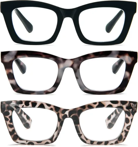 Vista 14 de Gafas de lectura para mujer, bloqueo de luz azul, elegantes y de gran tamaño, bisagra de resorte