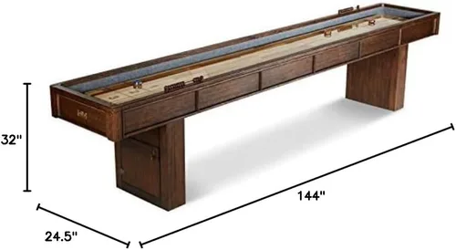 Vista 12 de Barrington Billiards 12' Webster Shuffleboard Table with Scratch-Resistant Playfield and 8 Puck Set
