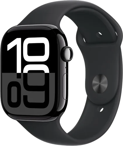 Vista 8 de Apple Watch Series 10 [GPS 42 mm] Smartwatch con caja de aluminio negro brillante y correa deportiva negra - M/L. Rastreador de fitness, aplicación