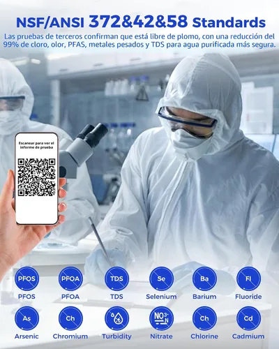 Vista 4 de Sistema de filtro de agua de 7 etapas por ósmosis inversa de mostrador, 528 galones de filtración de agua RO con jarra portátil, NSF/ANSI