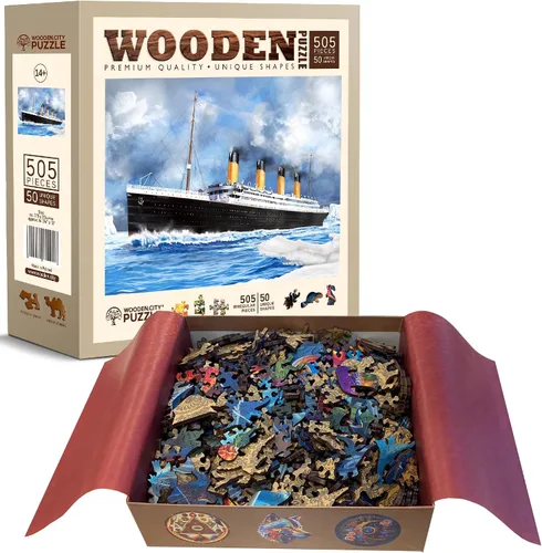 Vista 4 de WOODEN.CITY Titanic - Rompecabezas de madera para adultos, 500 piezas, 14,75 x 10 pulgadas, rompecabezas de la película de los años 90, fabricado