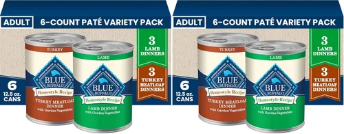 Vista 25 de Blue Buffalo Homestyle Recipe - Paquete variado de paté de comida húmeda para perros, cena de pollo y cena de carne de res con verduras de jardín