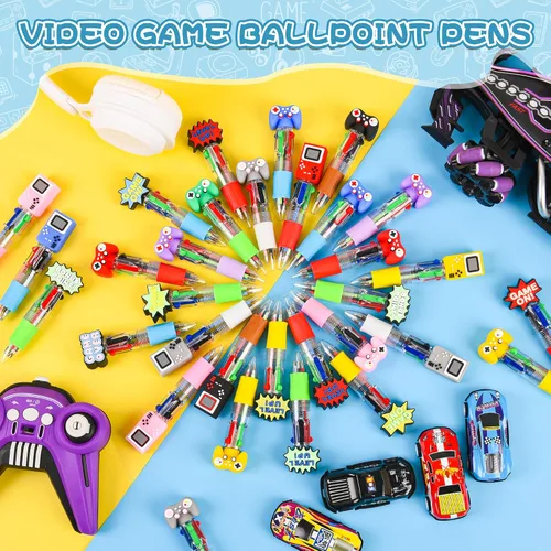 Vista 3 de LiYiQ 25 Piezas Bolígrafos Multicolores de Videojuegos en Uno de Dibujos Animados Lindos y Divertidos 4-en-1 Bolígrafos Lindos a Granel Kawaii