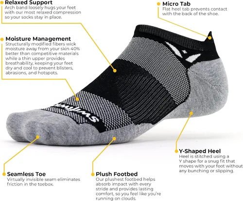 Vista 3 de Swiftwick - Calcetines MAXUS (3 pares) para correr y golf, amortiguación máxima