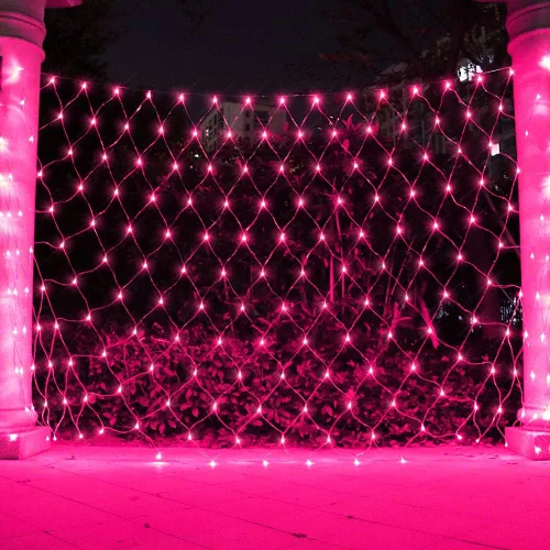 Vista 10 de Luces de Red de Navidad Rojas, 240 Luces LED de Malla para Árbol Exterior con Enchufe, Luces Colgantes de Cadena para Navidad, Halloween, Jardín Rojo