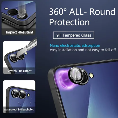 Vista 7 de IMBZBK [Instalación automática] Paquete de 2 protectores de pantalla de privacidad para Samsung Galaxy Z Flip 7, 2 películas antiespía interiores +