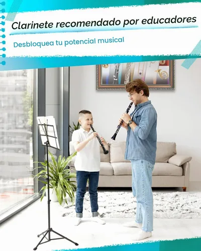 Vista 7 de Libretto Juego de clarinete Bb para principiantes e intermedios, boquilla y cañas de marca, soporte de música, kit de limpieza, instrucciones, funda