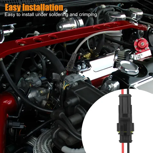 Vista 5 de JacobsParts Conector eléctrico impermeable, enchufe de 2 pines, conectores de cable eléctrico automático para automóvil, camión, barco y otras