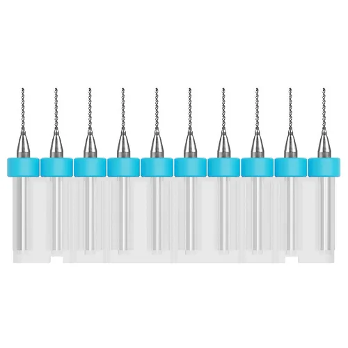 Vista 12 de Juego de 10 brocas para PCB, vástago de 1/8 "0.01 in Micro Twist Bit Carburo de flauta espiral para placa de circuito de impresión Piedra Dremel