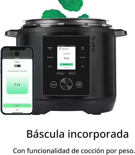Vista 5 de CHEF iQ Olla a Presión Inteligente con WiFi y Báscula Incorporada - Multicocina 10 en 1 Fácil de Usar con Más de 500 Recetas Guiadas - Olla