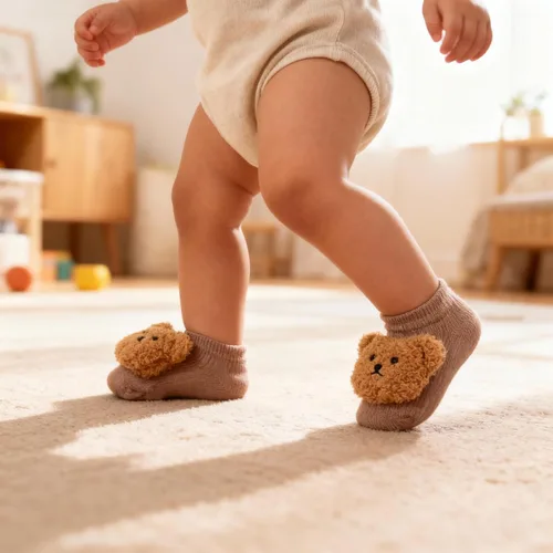 Vista 2 de Baby Girl Non Slip Cute Flower Grippy Socks Soft Breathable Cotton Toddler Ankle Socks Anti Skid Newborns