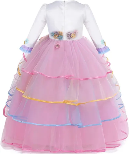 Vista 12 de REXREII Vestido largo de tul de manga larga para niñas con diadema, disfraz de Halloween, princesa, cumpleaños, Navidad, baile