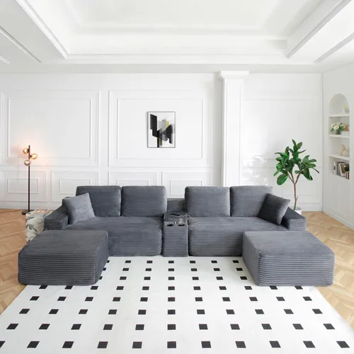 Vista 17 de Sofá seccional Cloud de 108 pulgadas, sofá seccional modular moderno con asiento profundo, sofás de pana sin estructura con chaise en forma de L
