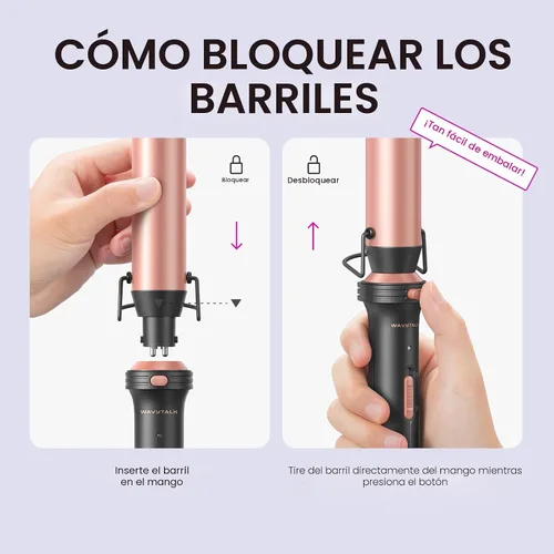 Vista 6 de Wavytalk Juego de rizadores 5 en 1, juego de rizadores de doble voltaje con 5 barriles intercambiables incluidos un cepillo térmico, un rizador