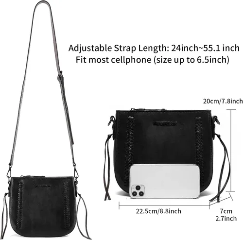 Vista 3 de Montana West Bolsos cruzados para mujer, de piel auténtica, monedero para teléfono celular, monedero ligero para hombro, bolso de viaje